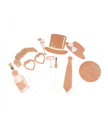 Kit Photobooth Jolis Brins Terracotta et Or 10 Pieces
