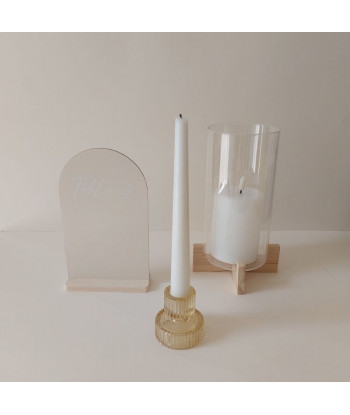 Bougeoir en verre et bois