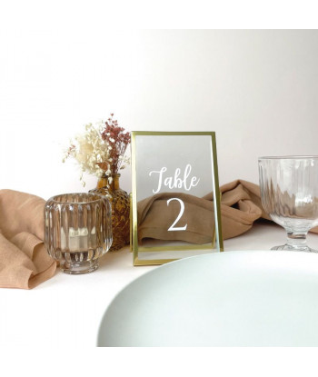 Cadre verre numero table mariage, menu mariage