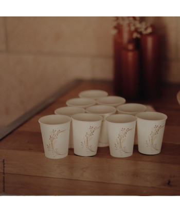 Gobelets beige carton pampa et fleurs blush et or