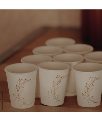 Gobelets beige carton pampa et fleurs blush et or