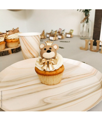 Gobelets en papier motif marbre marron et crème