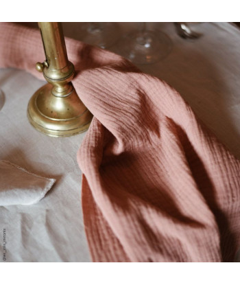 Chemin de table en  gaze de coton - vieux Rose