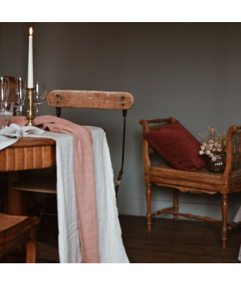 Chemin de table en  gaze de coton - vieux Rose
