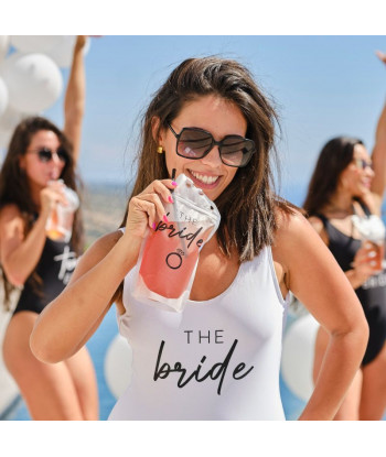 Pochette à boisson Team Bride EVJF avec paille et lanière