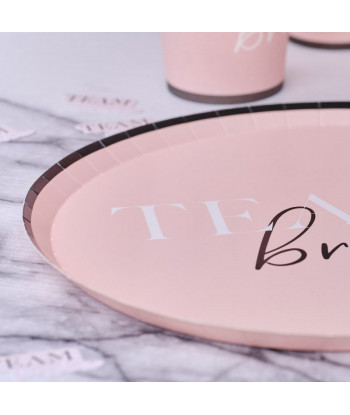 assiettes girly Team bride pour EVJF x8