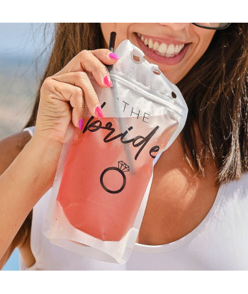 Pochette à boisson Team Bride EVJF avec paille et lanière