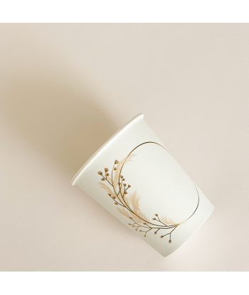 Gobelets beige carton pampa et fleurs blush et or