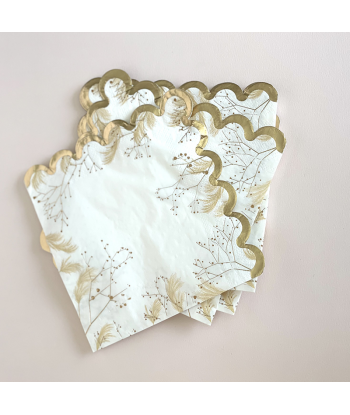 Serviettes jetables pampa et fleurs, blush et or