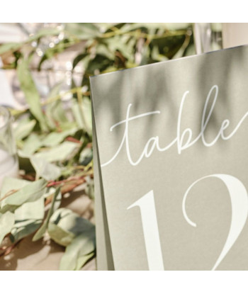 Numéro de table papier vert sauge