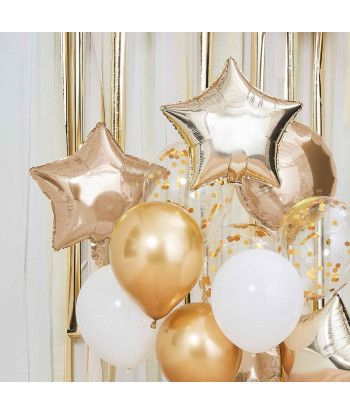 Bouquet de ballons or et blanc