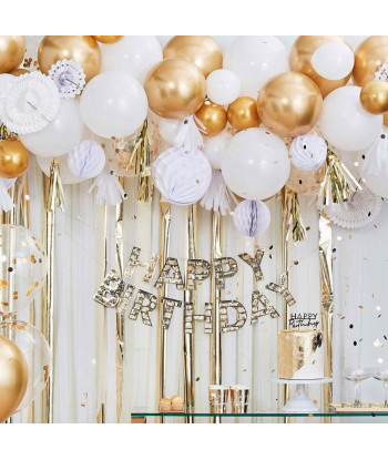 Bouquet de ballons or et blanc