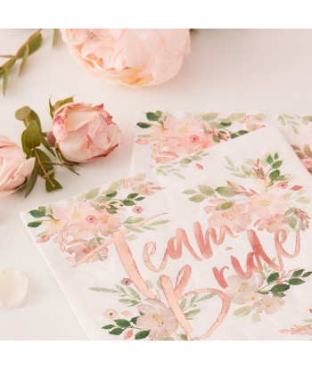 Serviettes Team Bride fleuries