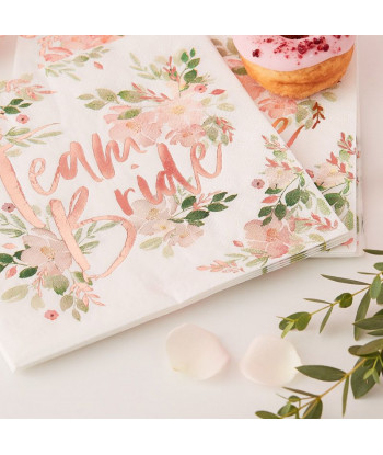 Serviettes Team Bride fleuries