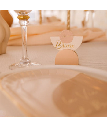 12 Marque-Tables Curve Nude, Blush, Terracotta et Or