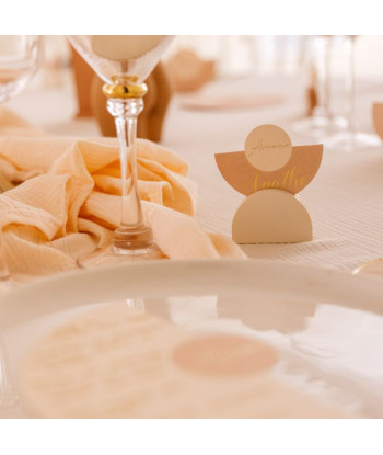 12 Marque-Tables Curve Nude, Blush, Terracotta et Or