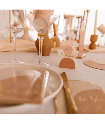 12 Marque-Tables Curve Nude, Blush, Terracotta et Or