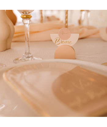 12 Marque-Tables Curve Nude, Blush, Terracotta et Or