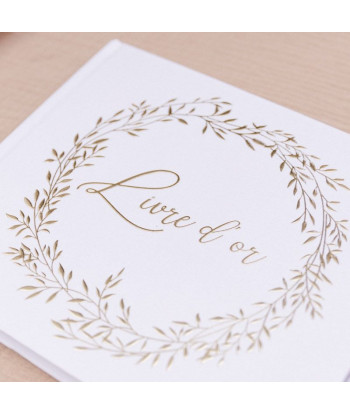 Livre d'or blanc avec couronne végétale or