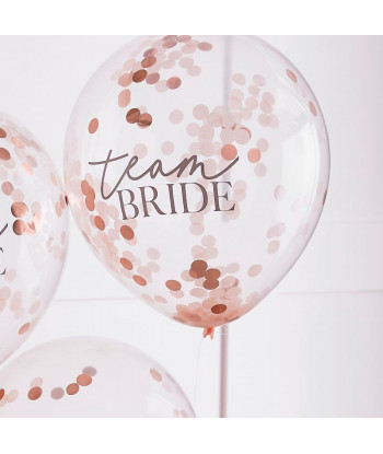 Ballons confettis EVJF rose nude x 5