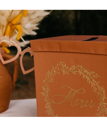 Urne "merci" en carton terracotta - mariage, anniversaire
