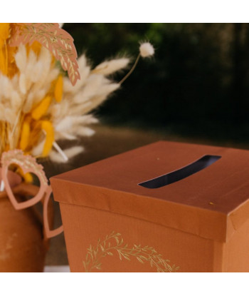 Urne "merci" en carton terracotta - mariage, anniversaire