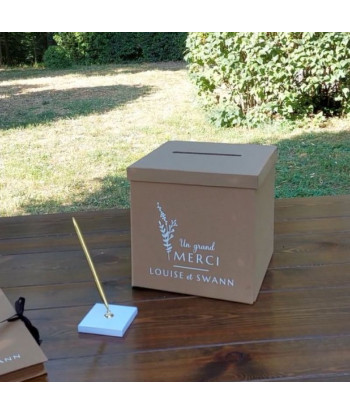 Urne mariage personnalisable kraft - Fleurs sauvages