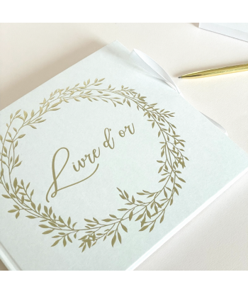 Livre d'or blanc avec couronne végétale or