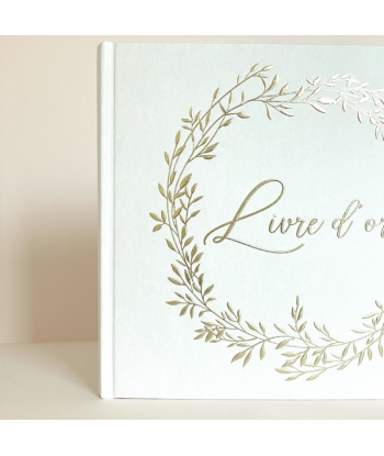 Livre d'or blanc avec couronne végétale or