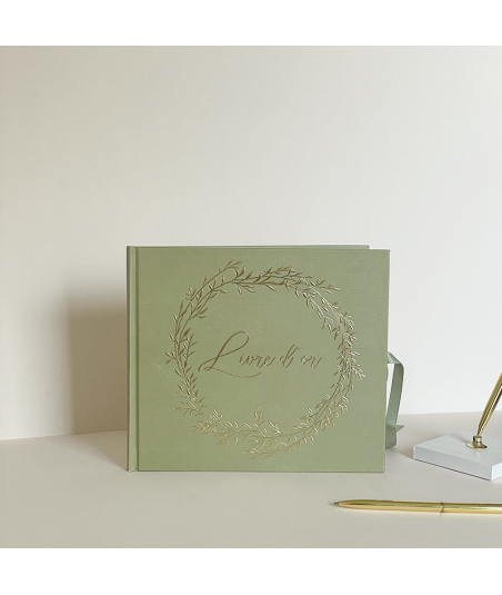 Livre d'or minimaliste vert sauge et or