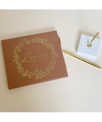 Livre d'or terracotta et or avec raphia