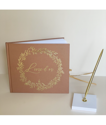 Livre d'or terracotta et or avec raphia