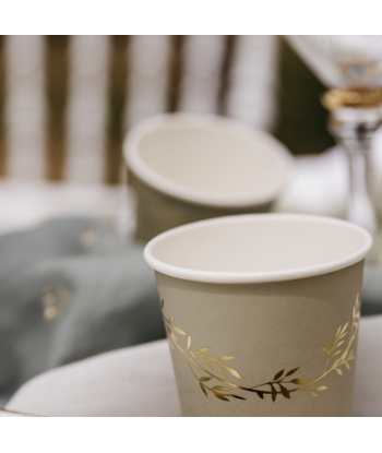 Gobelets vert sauge et or Jolis Brins x8