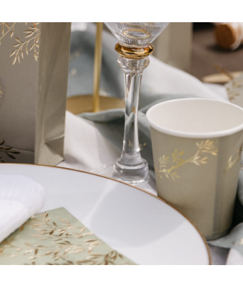 Gobelets vert sauge et or Jolis Brins x8