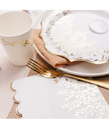 8 gobelets Jolis Brins Blanches et Or