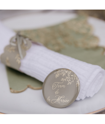 Badges EVJF "Team de la mariée" - blancs et or x2