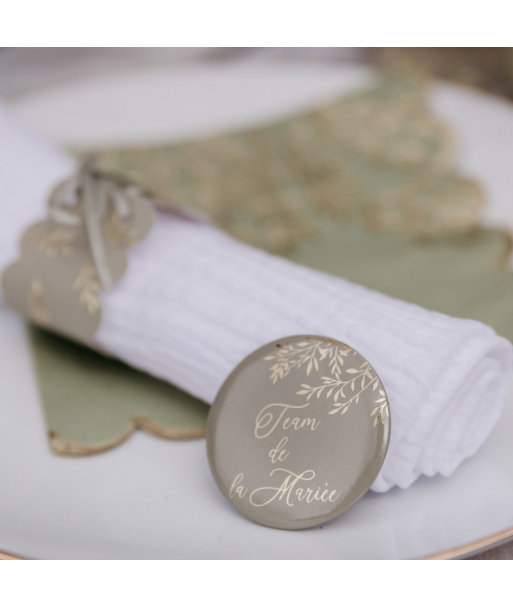 Badges EVJF "Team de la mariée" - blancs et or x2