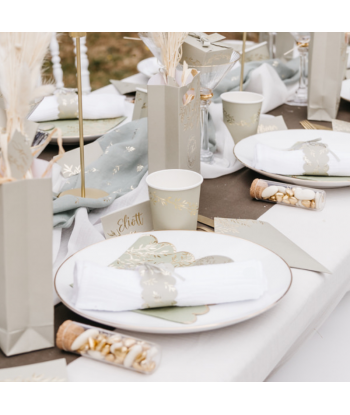 Serviettes vert sauge et or Jolis Brins x16