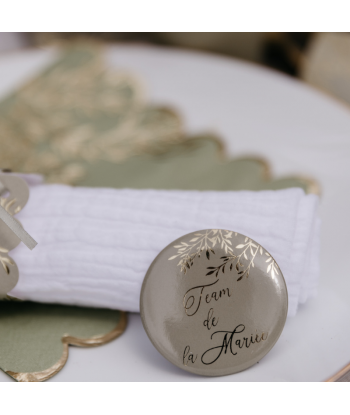 Badges EVJF "Team de la mariée" - blancs et or x2
