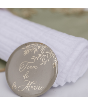 Badges EVJF "Team de la mariée" - blancs et or x2