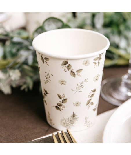 Gobelets jetables botanique x8