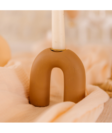 Bougeoir en céramique arrondi nude