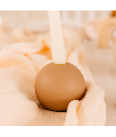 Bougeoir en céramique rond camel