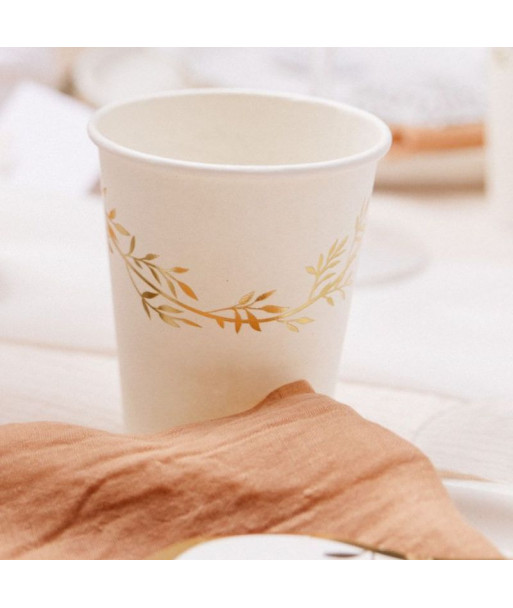 8 gobelets Jolis Brins Blanches et Or