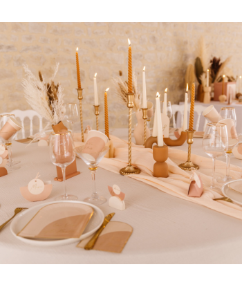 16 serviettes minimalistes nude blush et dorée