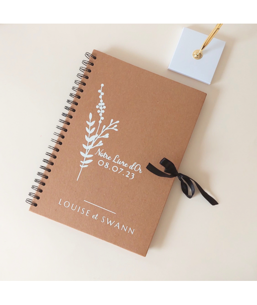Livre d’or mariage personnalisable kraft - Fleurs sauvages