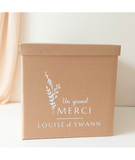 Urne mariage personnalisable kraft - Fleurs sauvages