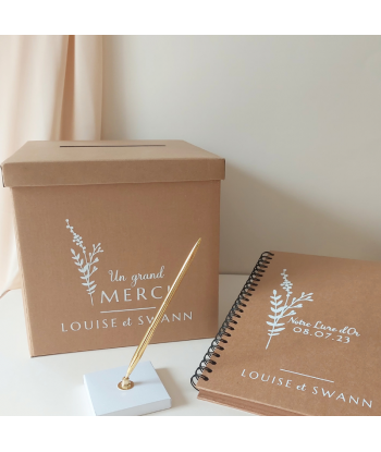 Urne mariage personnalisable kraft - Fleurs sauvages