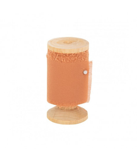 Ruban Effiloché Mousseline de Soie Terracotta 