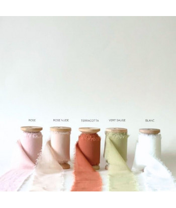 Ruban Effiloché Mousseline de Soie nude
